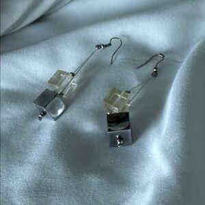 4/$20 BaubleBar Silver and Cream Geometric Earrings